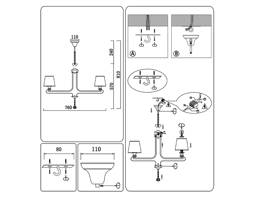 TR4618/8 CF/FGD кофе/золото E27/8 max 40W D760*810